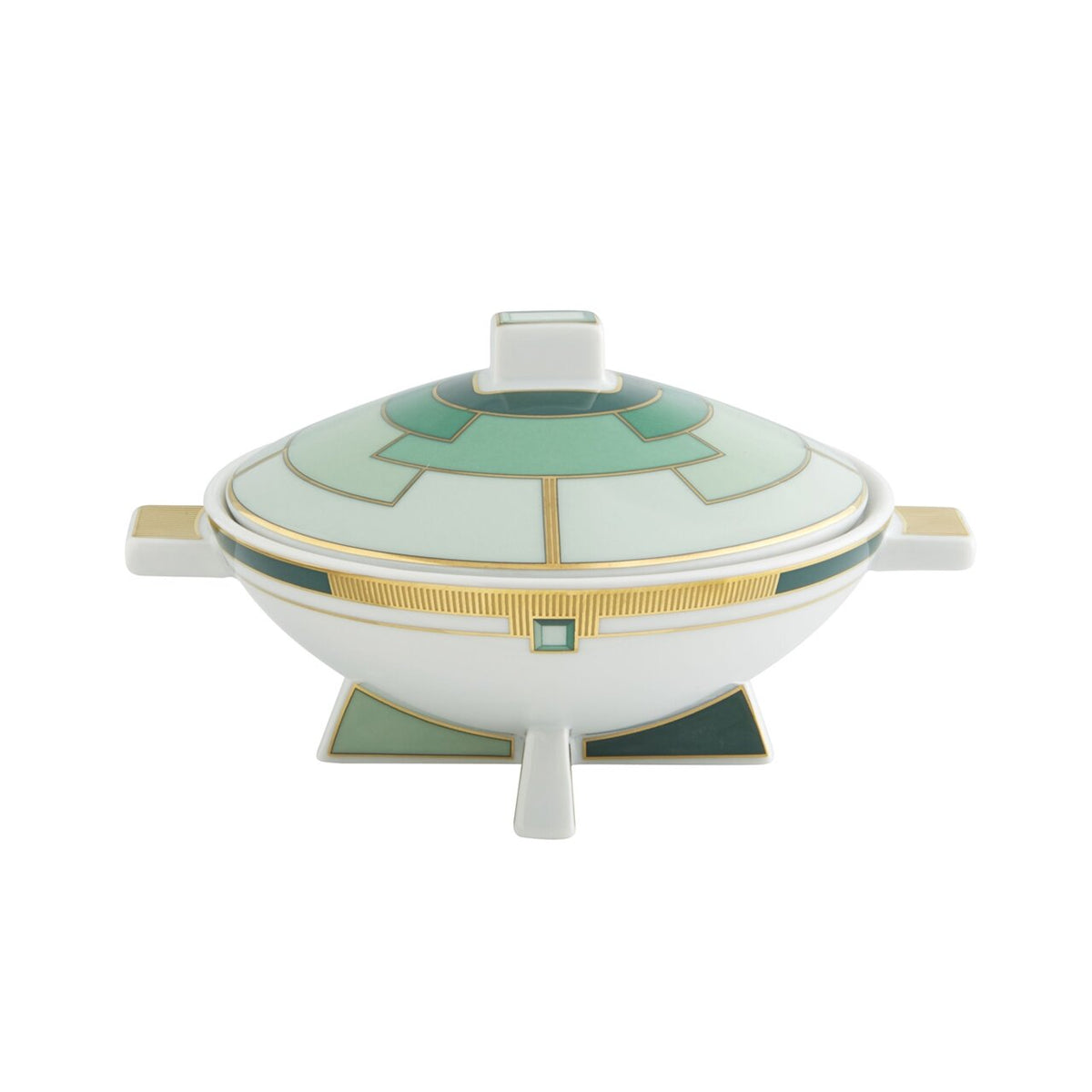 Vista Alegre Emerald Sugar Bowl on a white background