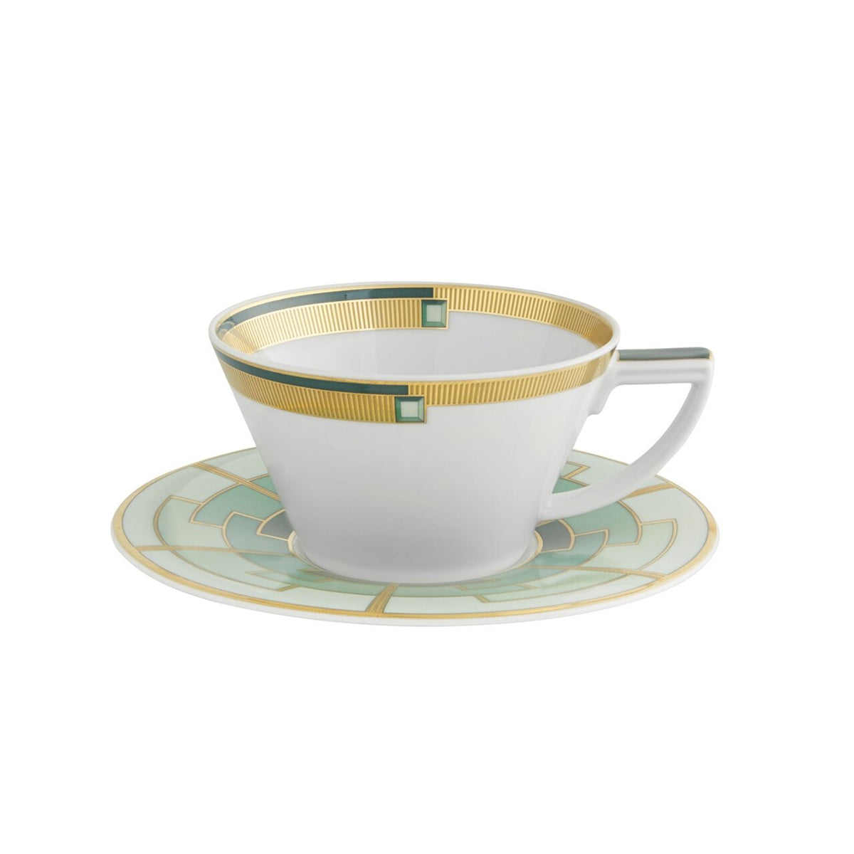 Vista Alegre Emerald Tea Cup with Saucer on a white background