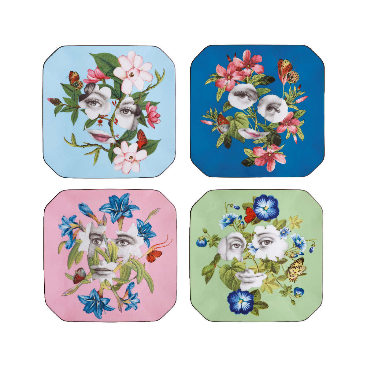 Vista Alegre Fête Vos Jeux Set of 4 Dessert Plates on a white background