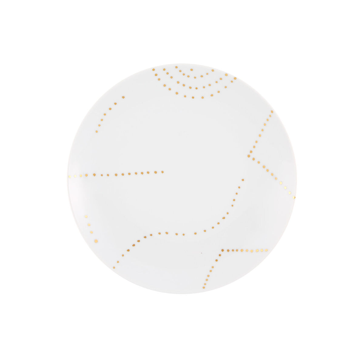 Vista Alegre Folkifunki Dessert Plate Gold Dots on a white background