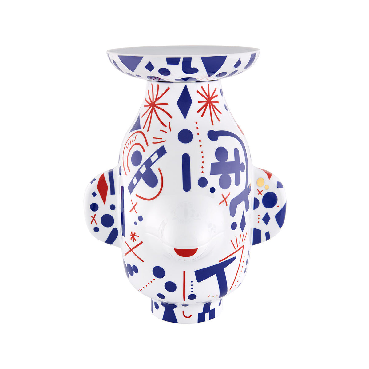 Vista Alegre Folkifunki Vase Grimace Whit Lid on a white background