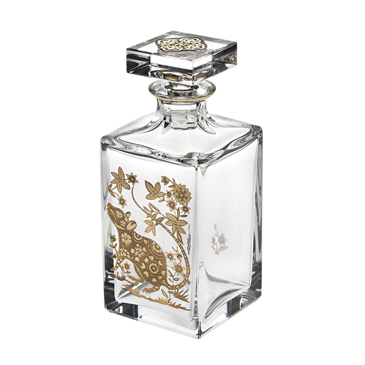 Vista Alegre Golden Whisky Decanter with Gold Rat, view 2