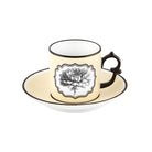 Vista Alegre Herbariae Coffee Cup and Saucer Yellow on a white background