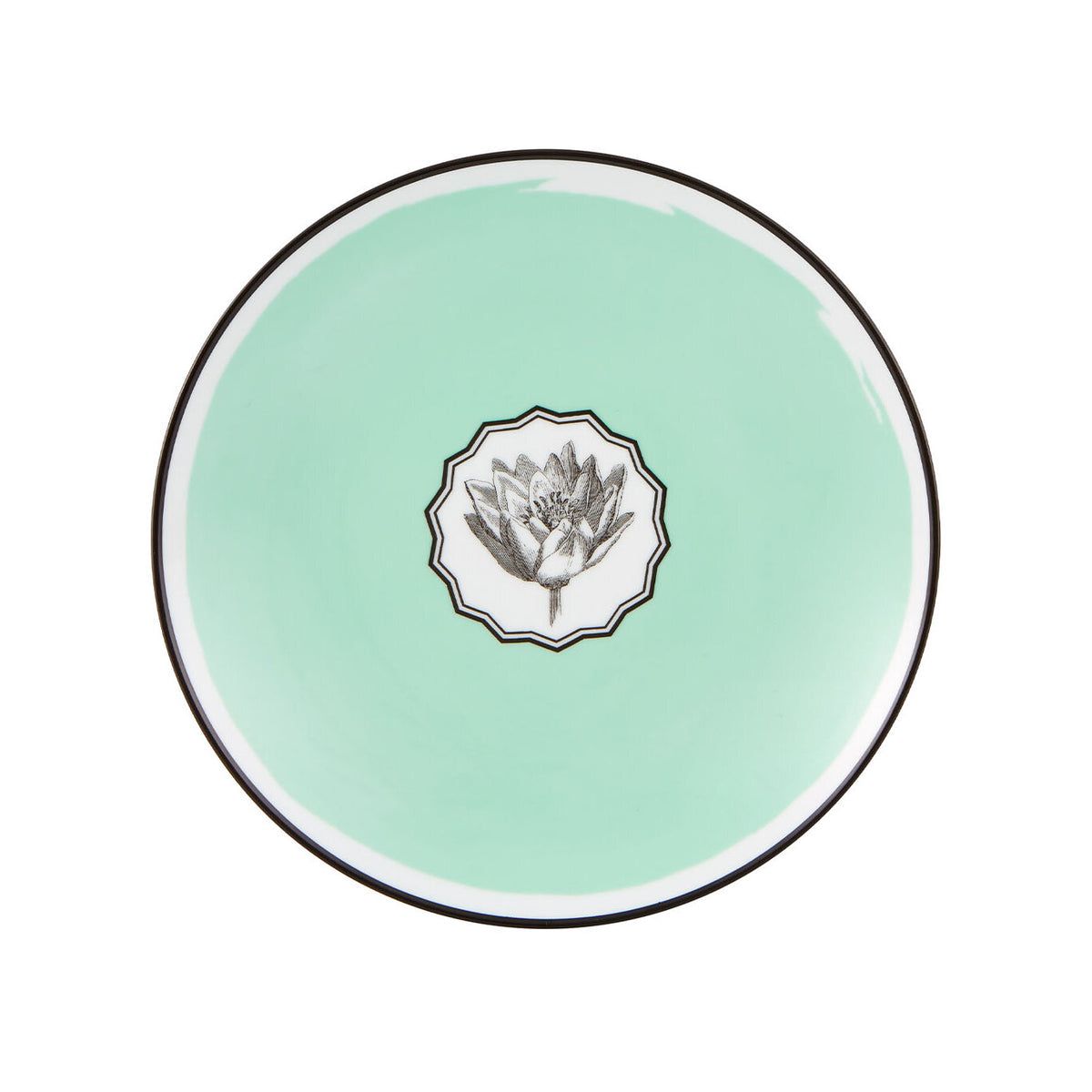 Vista Alegre Herbariae Dessert Plate Green on a white background