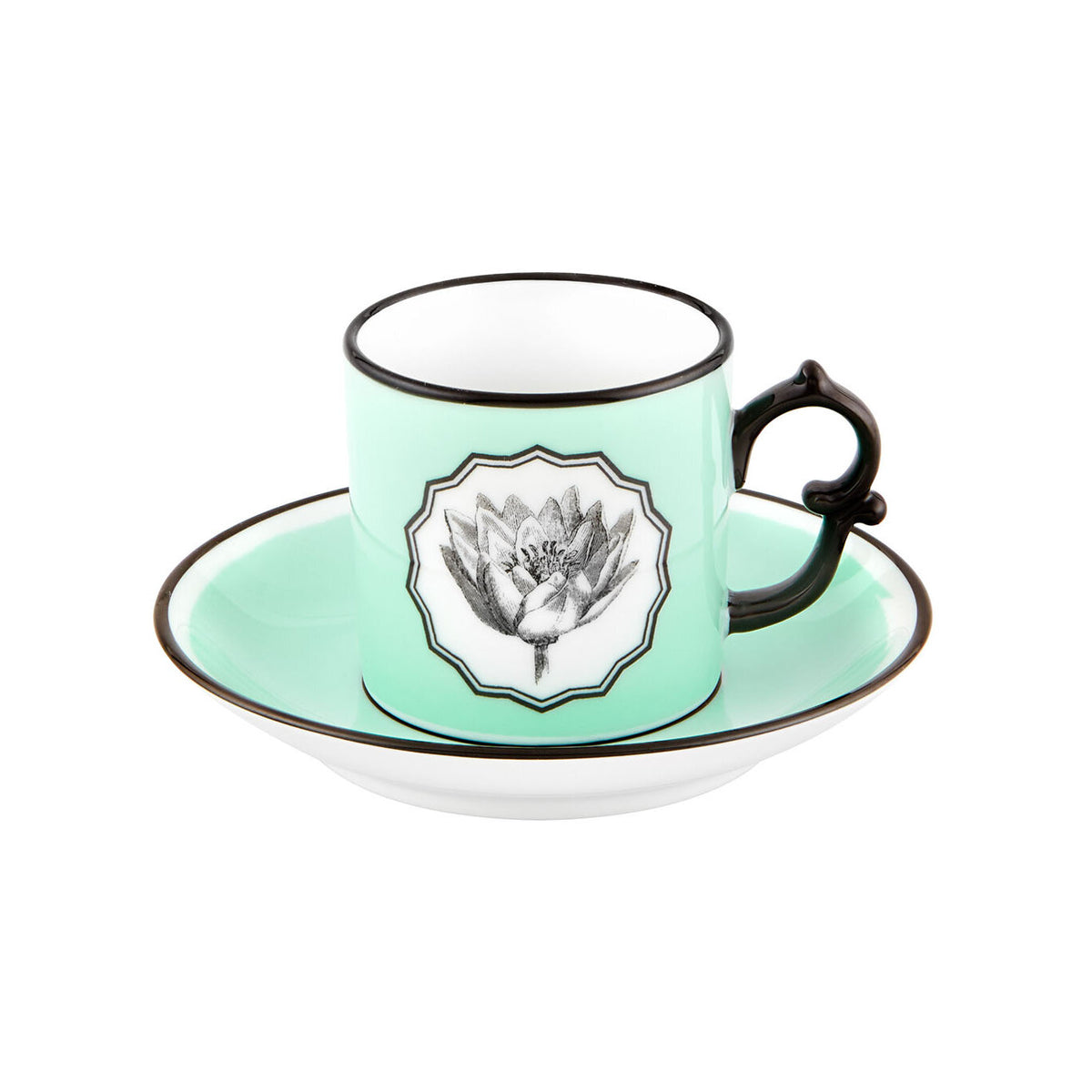 Vista Alegre Herbariae Set of 2 Coffee Cups and Saucer Yellow and G, view 2
