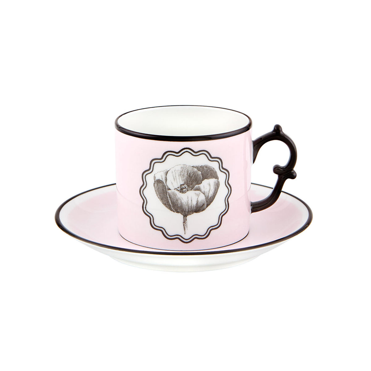 Vista Alegre Herbariae Set of 2 Tea Cups and Saucer Pink and Peaco, view 3