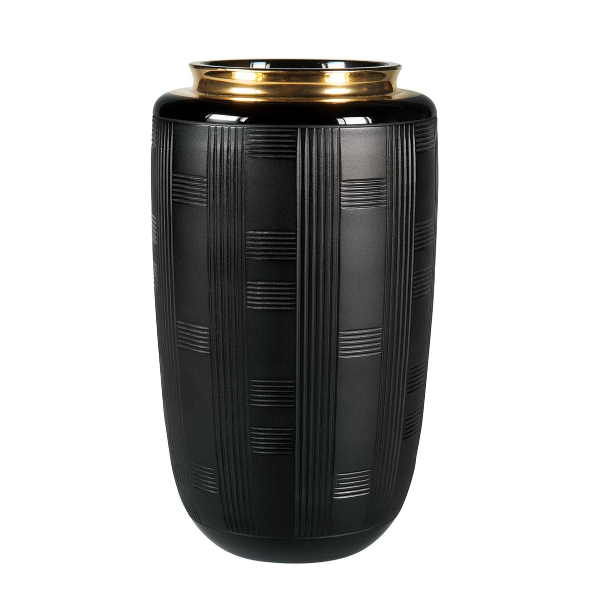 Vista Alegre Jet Black Case with Small Vase on a white background