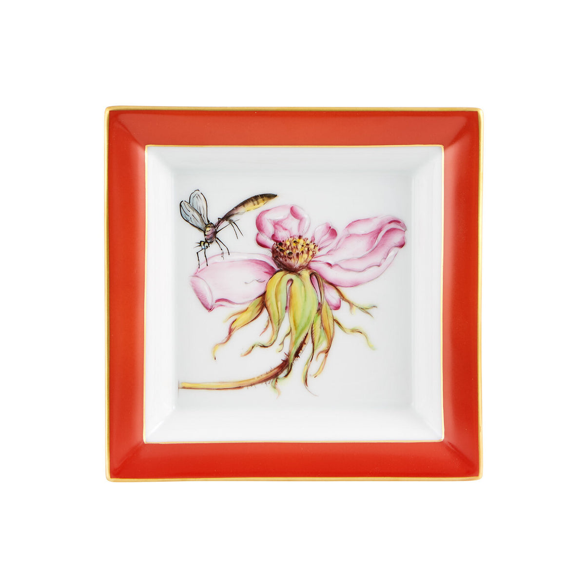 Vista Alegre Natura Square Tray Rose on a white background