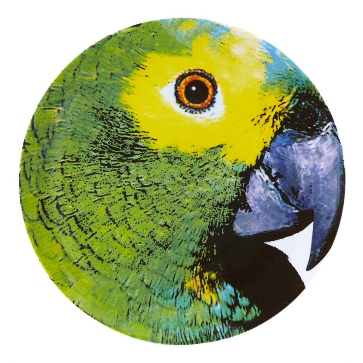 Vista Alegre Olhar o Brasil Charger Plate Parrot on a white background