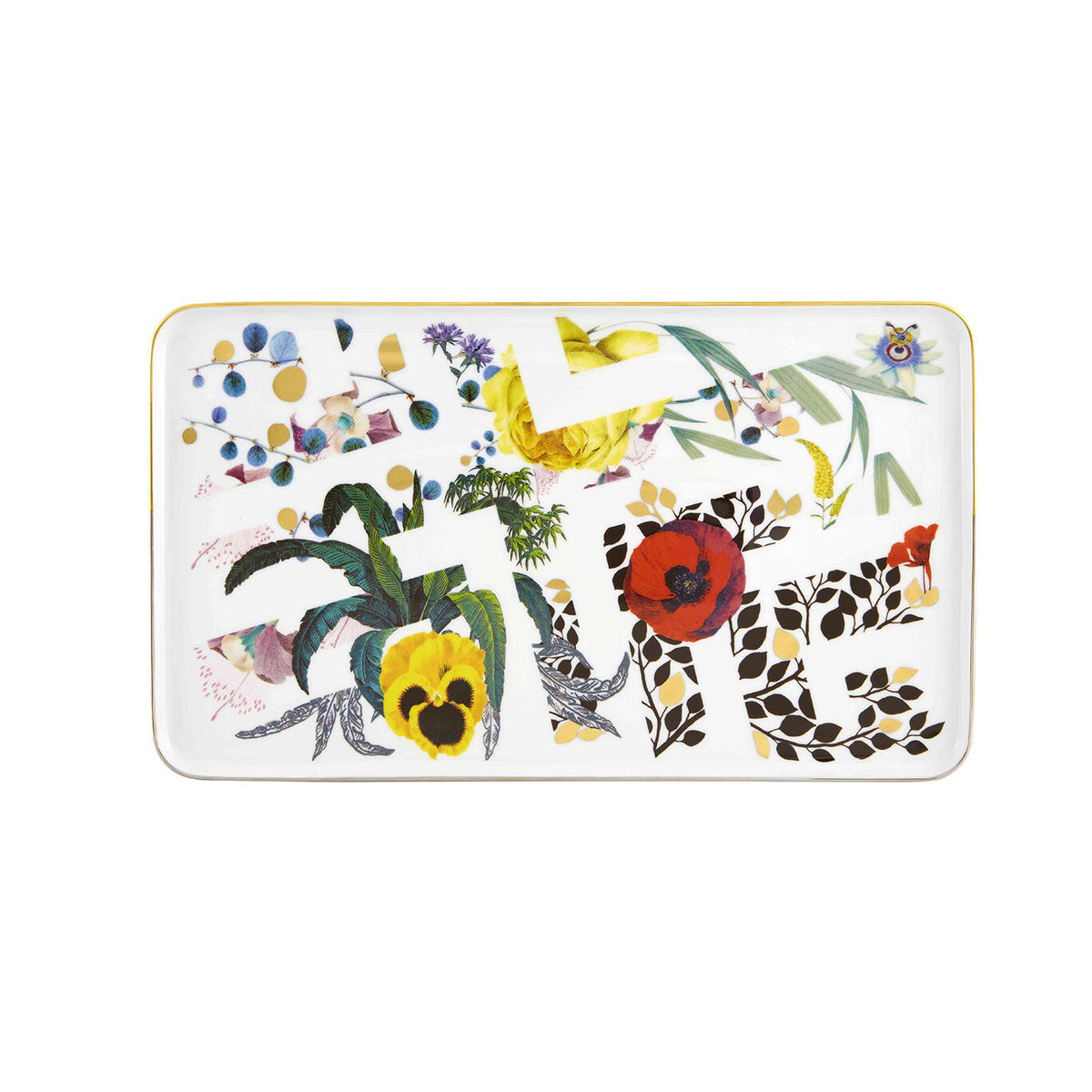 Vista Alegre Primavera Small Rectangular Platter on a white background