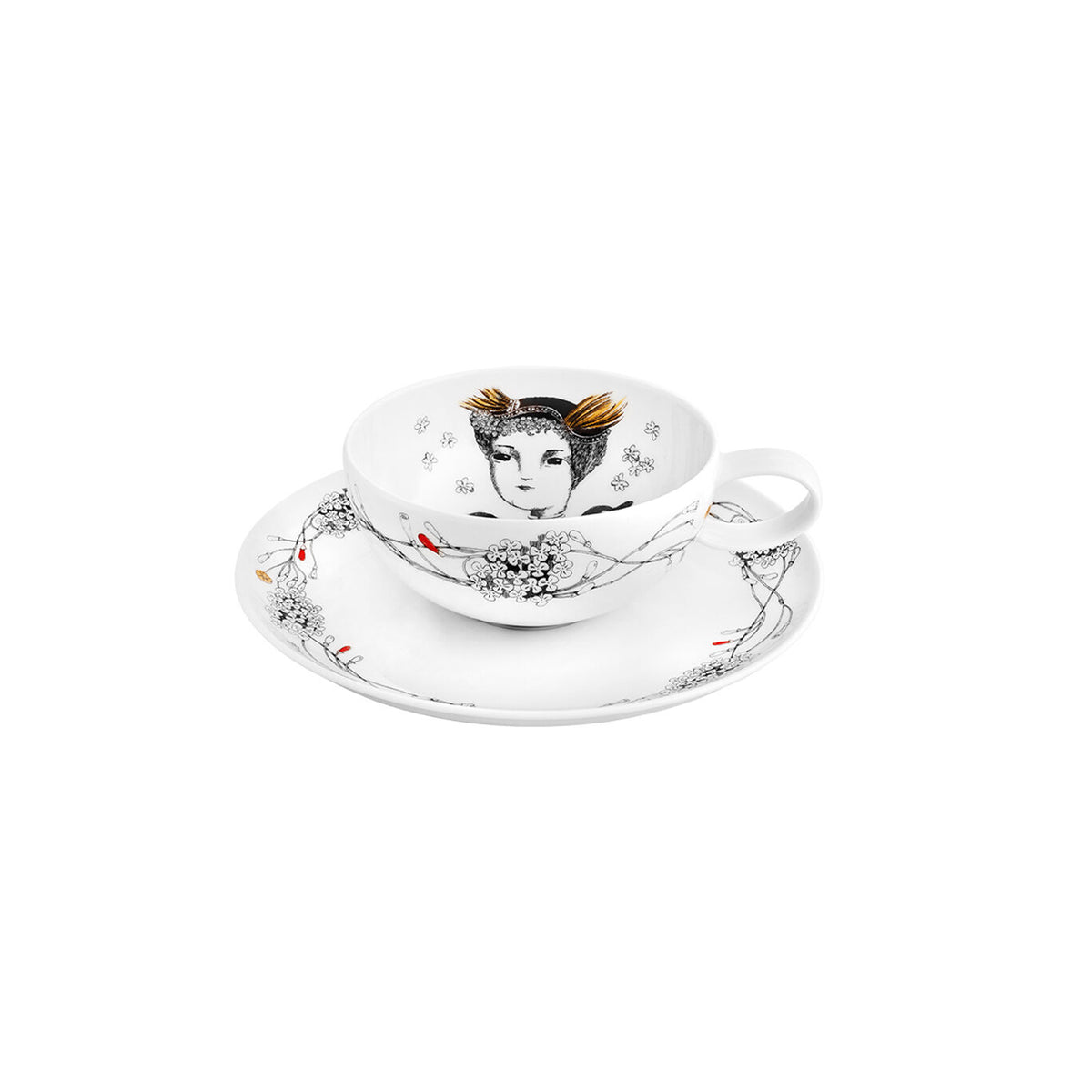 Vista Alegre Rainhas de Portugal Set of 6 Tea Cups with Saucers, view 6