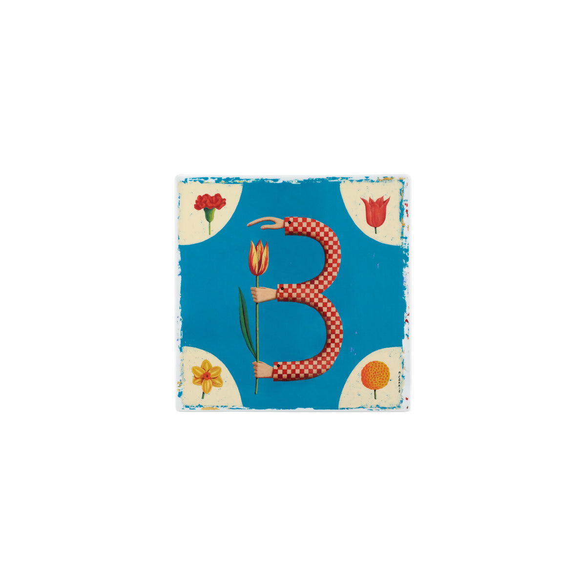 Vista Alegre Vida Alegre Porcelain Plaque Letter B on a white background
