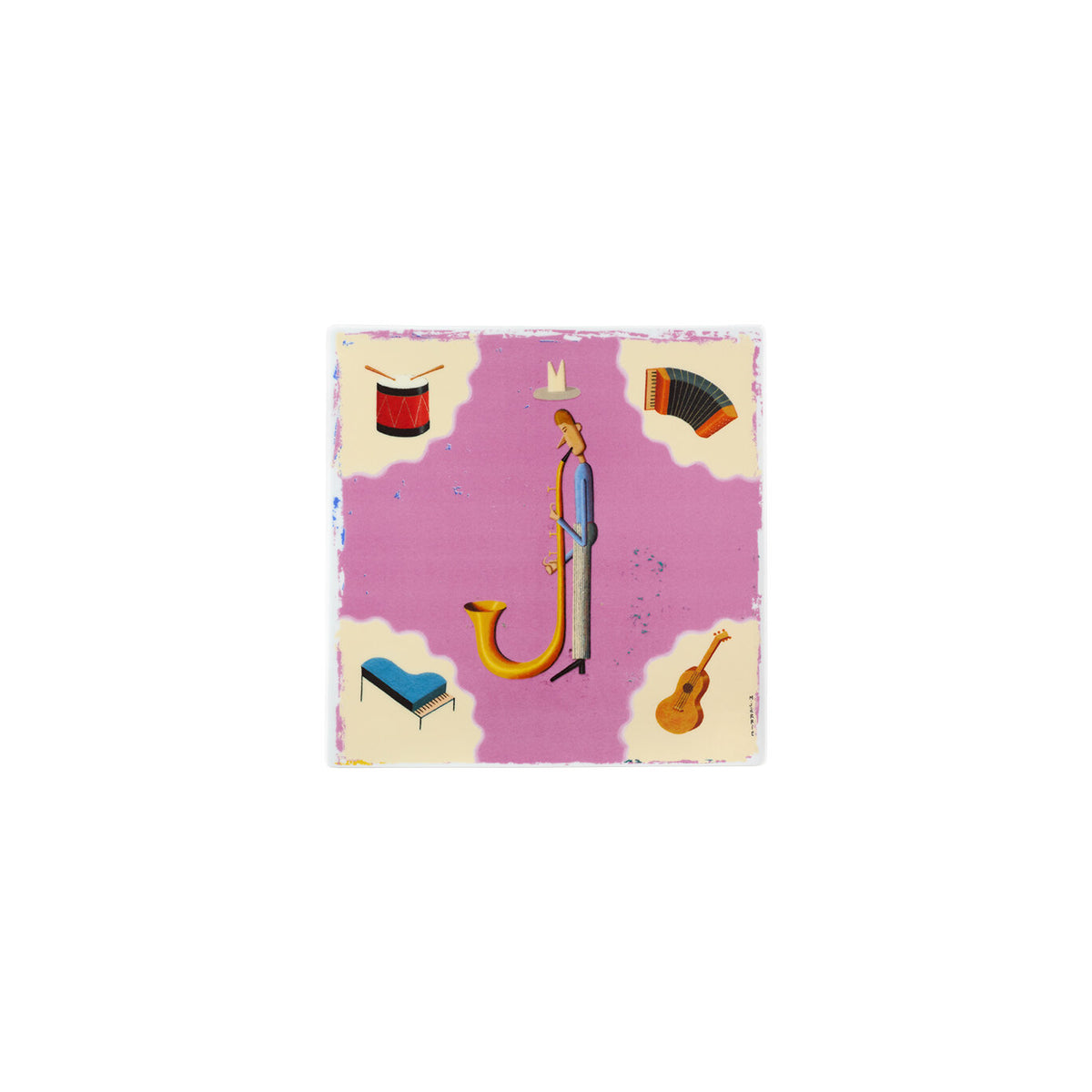 Vista Alegre Vida Alegre Porcelain Plaque Letter J on a white background