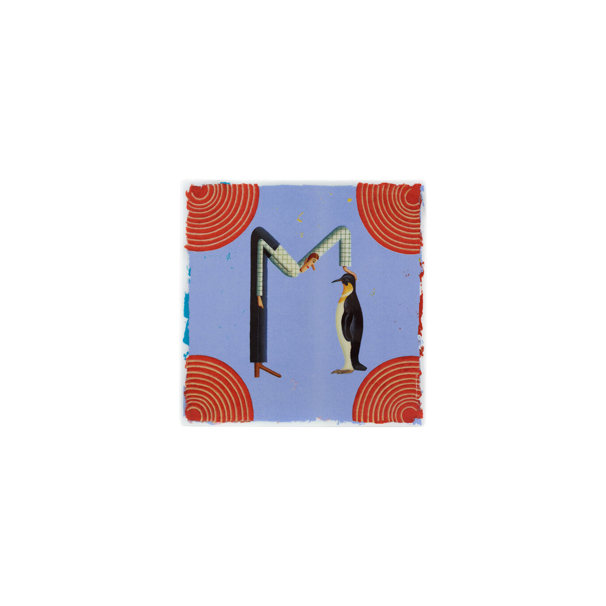 Vista Alegre Vida Alegre Porcelain Plaque Letter M on a white background