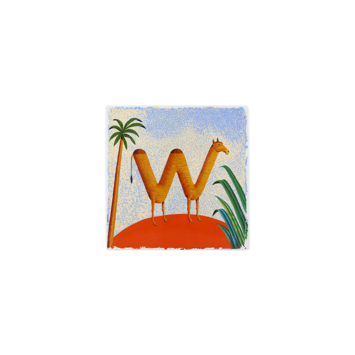 Vista Alegre Vida Alegre Porcelain Plaque Letter W on a white background