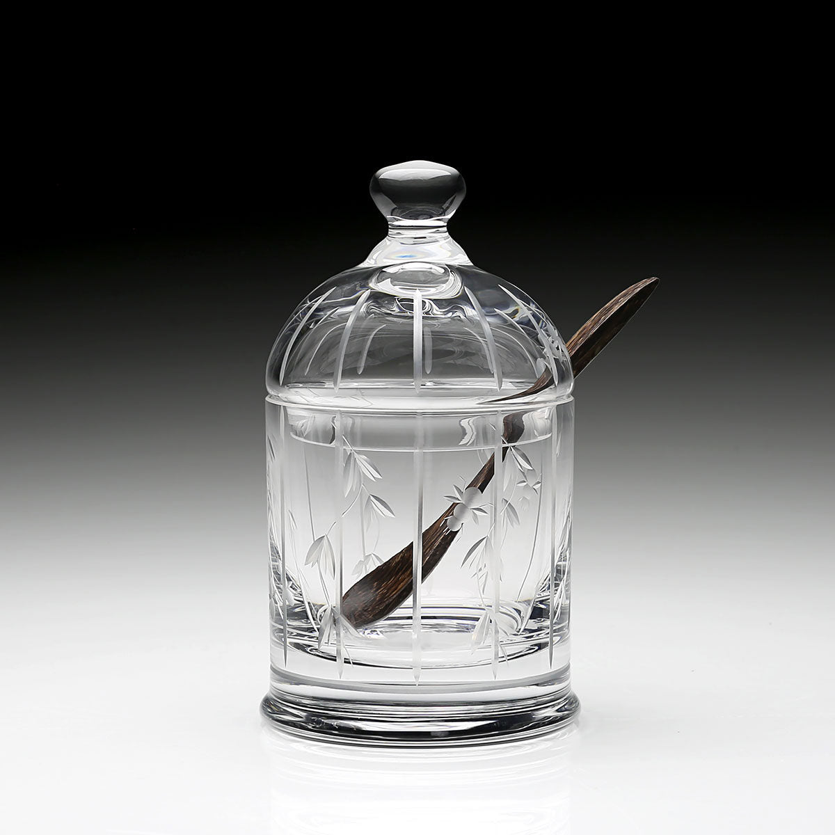 William Yeoward Abby Honey Jar and Spoon, handmade crystal, detail view