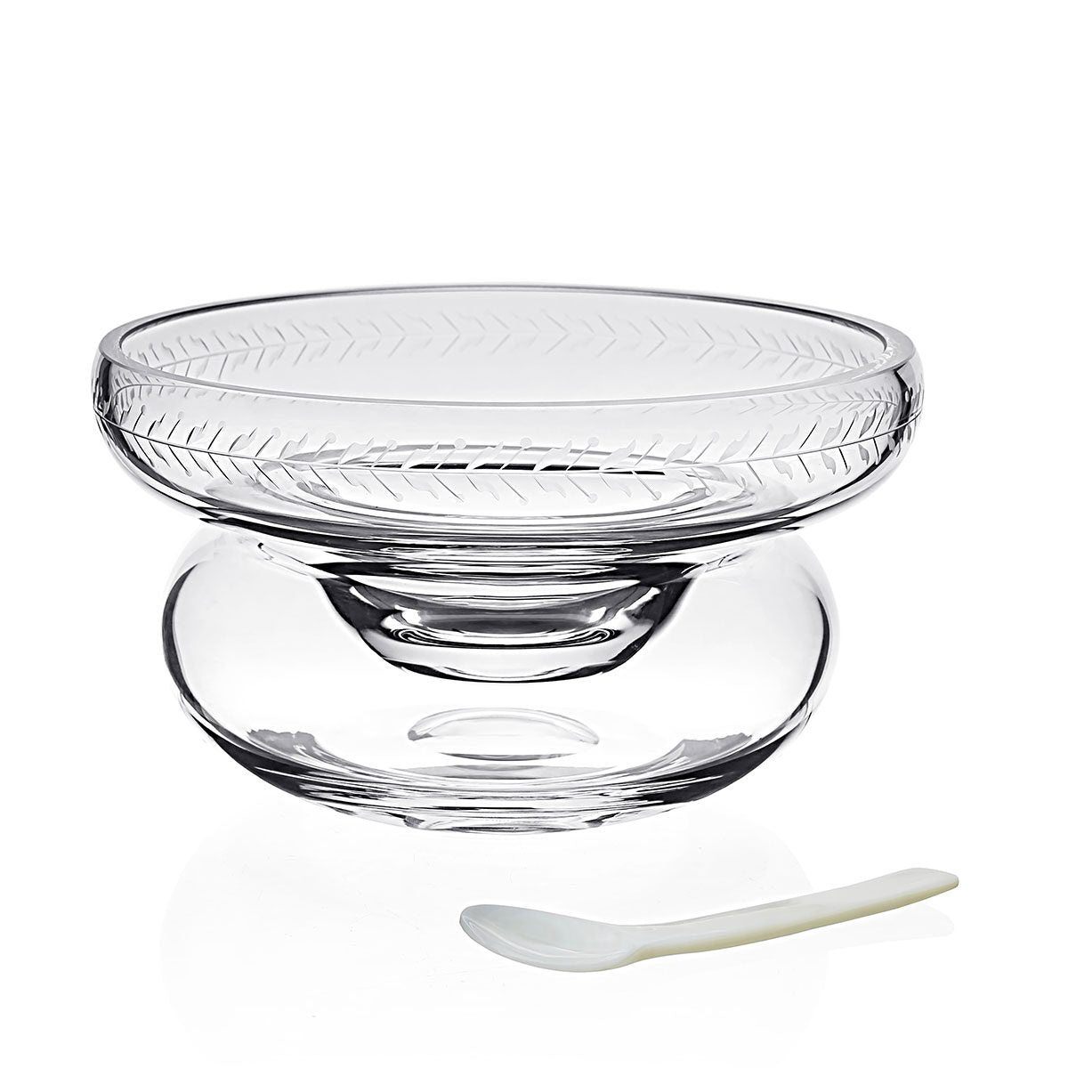 William Yeoward Ada Caviar / Seafood Server with Spoon, handmade crystal, detail view