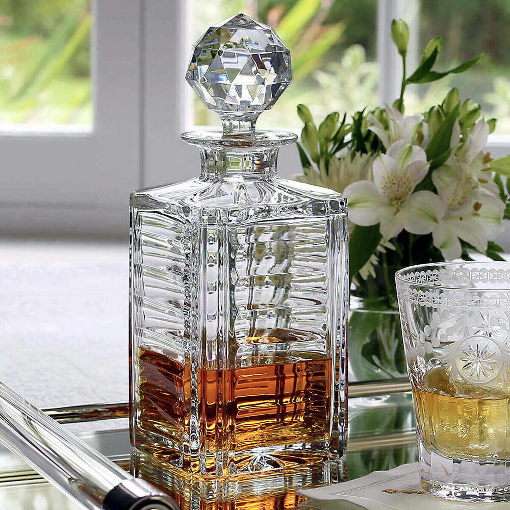 William Yeoward Adele Gift Boxed Square Decanter, handmade crystal, detail view