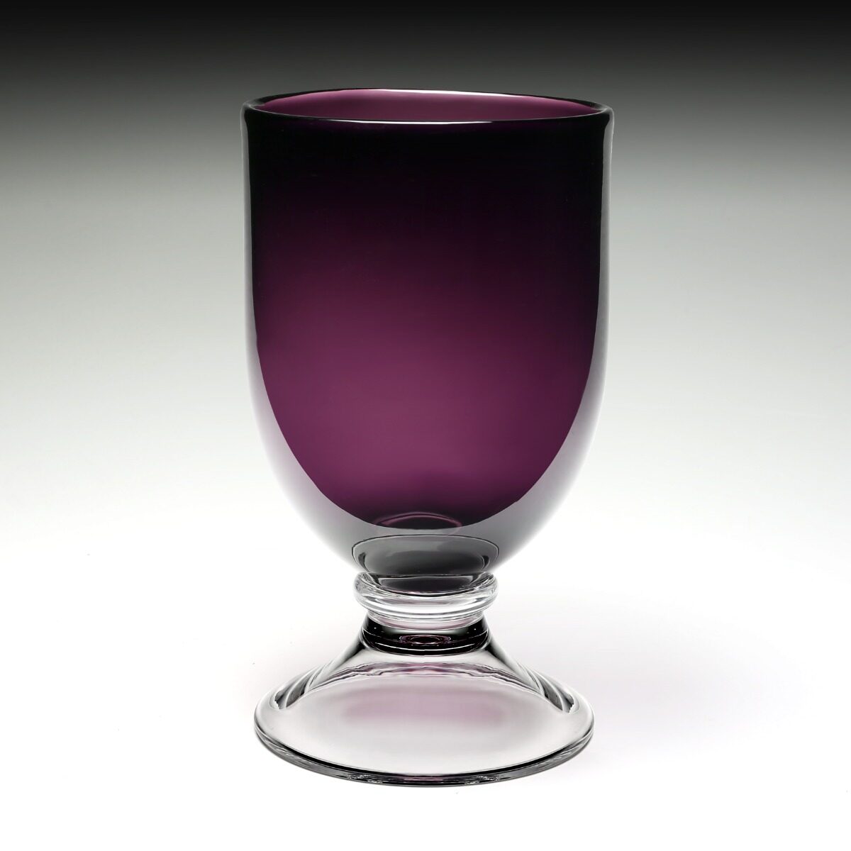William Yeoward Amethyst Footed Hurricane 11" / 28cm in Amethyst, handmade crystal, detail view