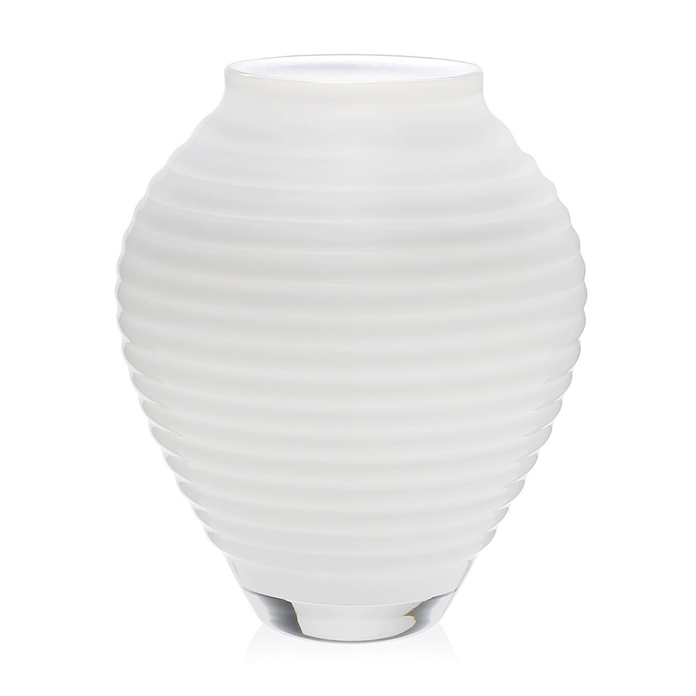 William Yeoward Ariadne Vase 11" / 28cm in White, handmade crystal, on a white background