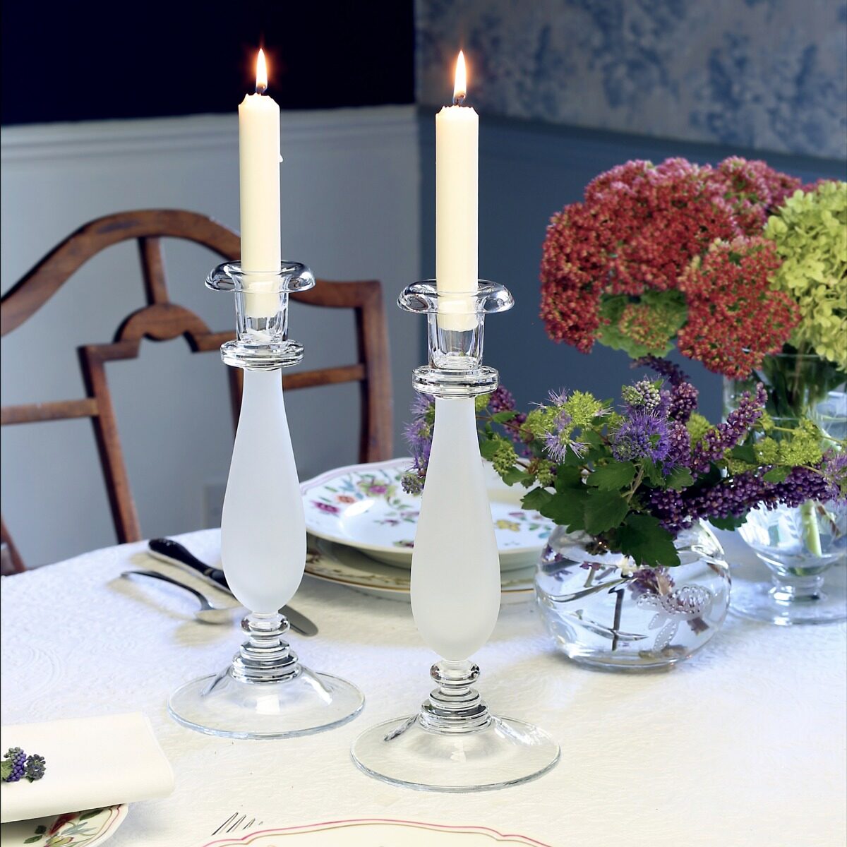William Yeoward Astrid Pair of Candlesticks 10¾" / 27.5cm, handmade crystal, detail view