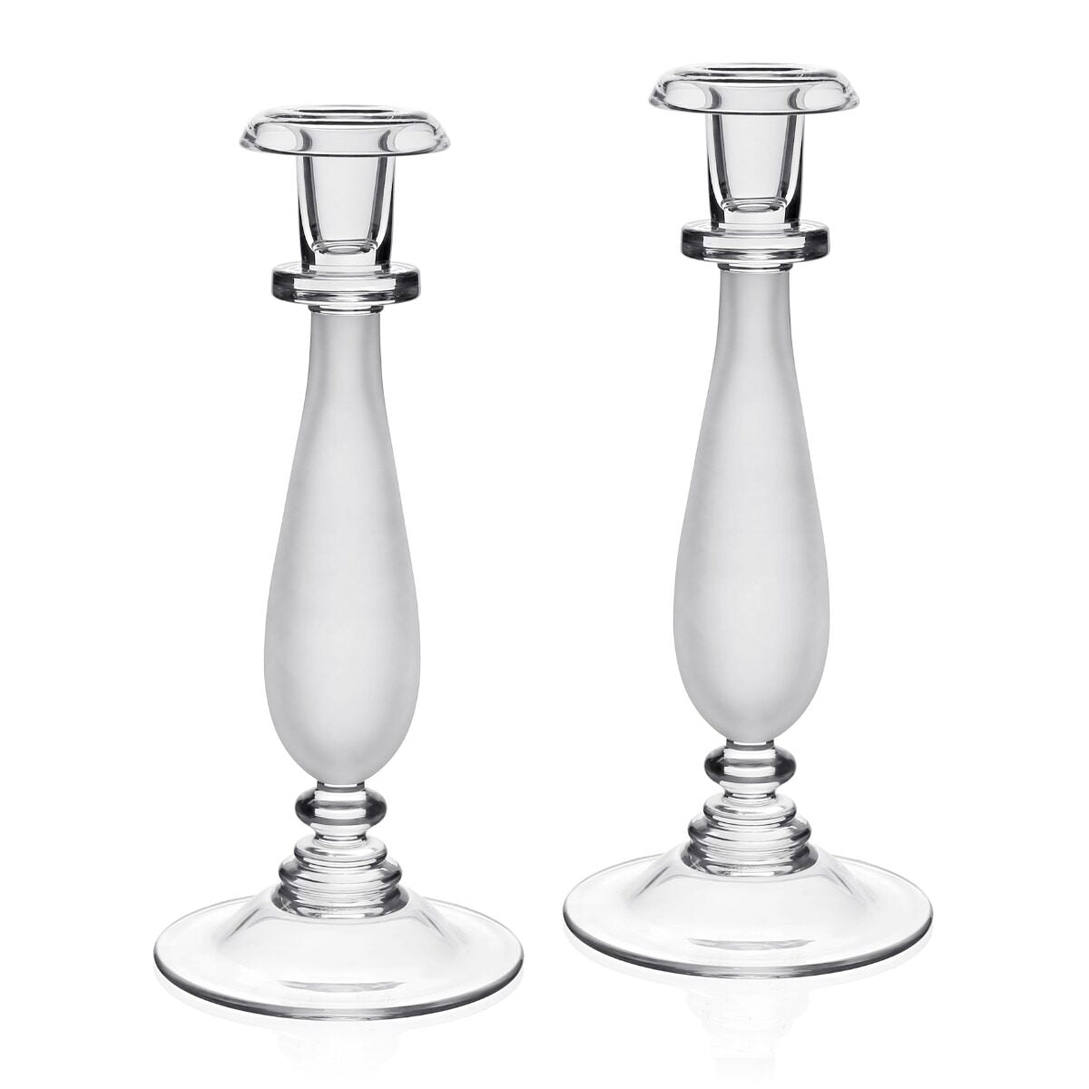 William Yeoward Astrid Pair of Candlesticks 10¾" / 27.5cm, handmade crystal, on a white background