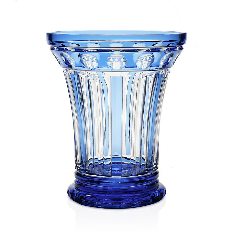 William Yeoward Azzura Pedestal Vase 11½" / 29cm - Limited Edition in Blue, handmade crystal, on a white background