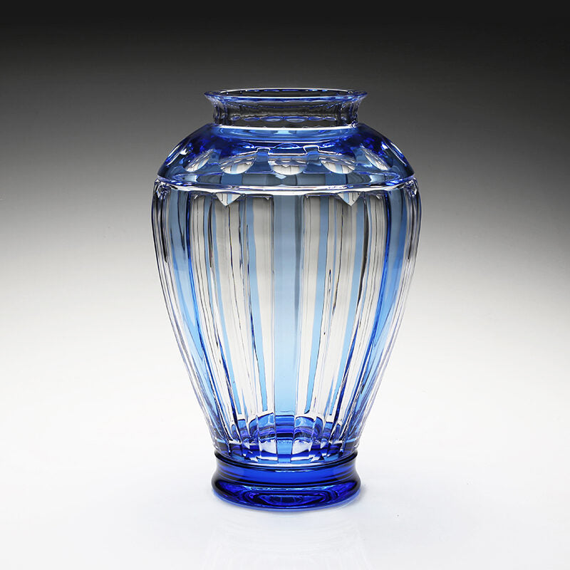 William Yeoward Azzura Prestige Vase 13" - Limited Edition in Blue, handmade crystal, detail view