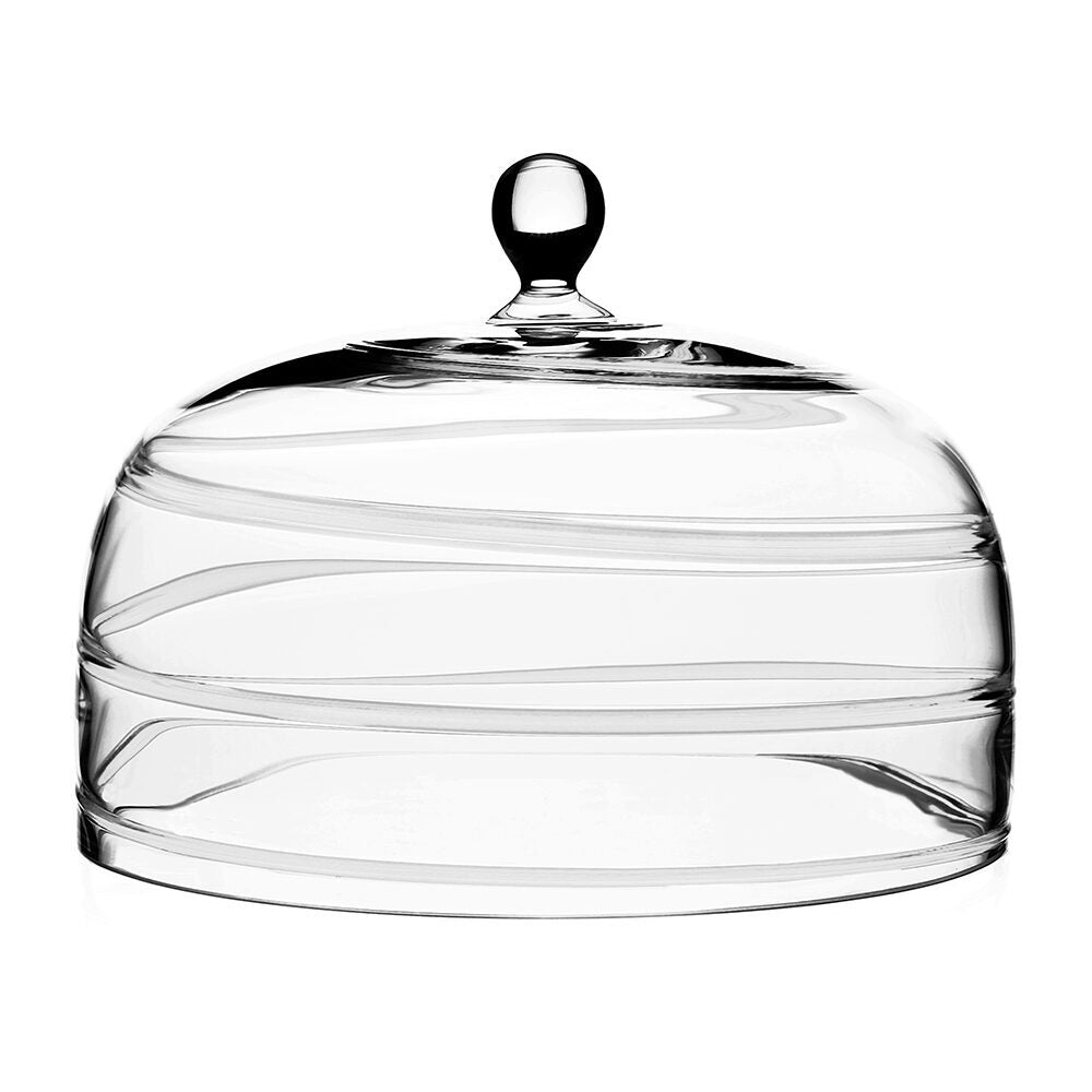 William Yeoward Bella Bianca Cake Dome in White, handmade crystal, on a white background