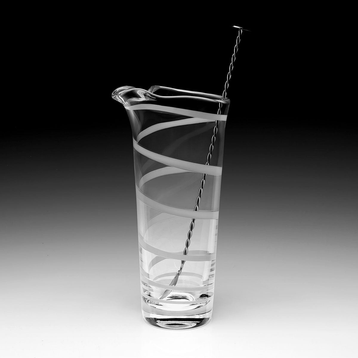 William Yeoward Bella Bianca Cocktail Mixer & Spoon in White, handmade crystal, detail view