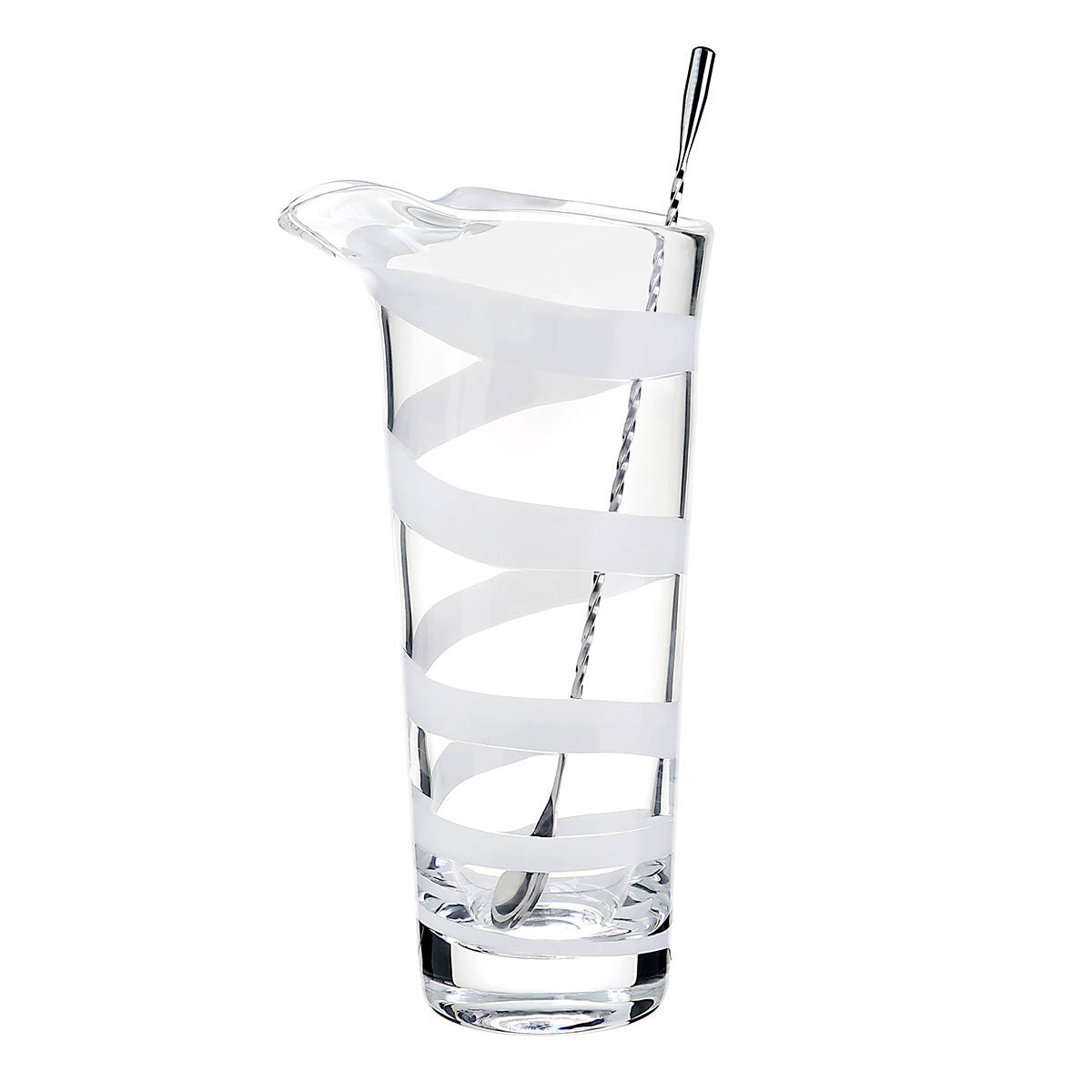 William Yeoward Bella Bianca Cocktail Mixer & Spoon in White, handmade crystal, detail view