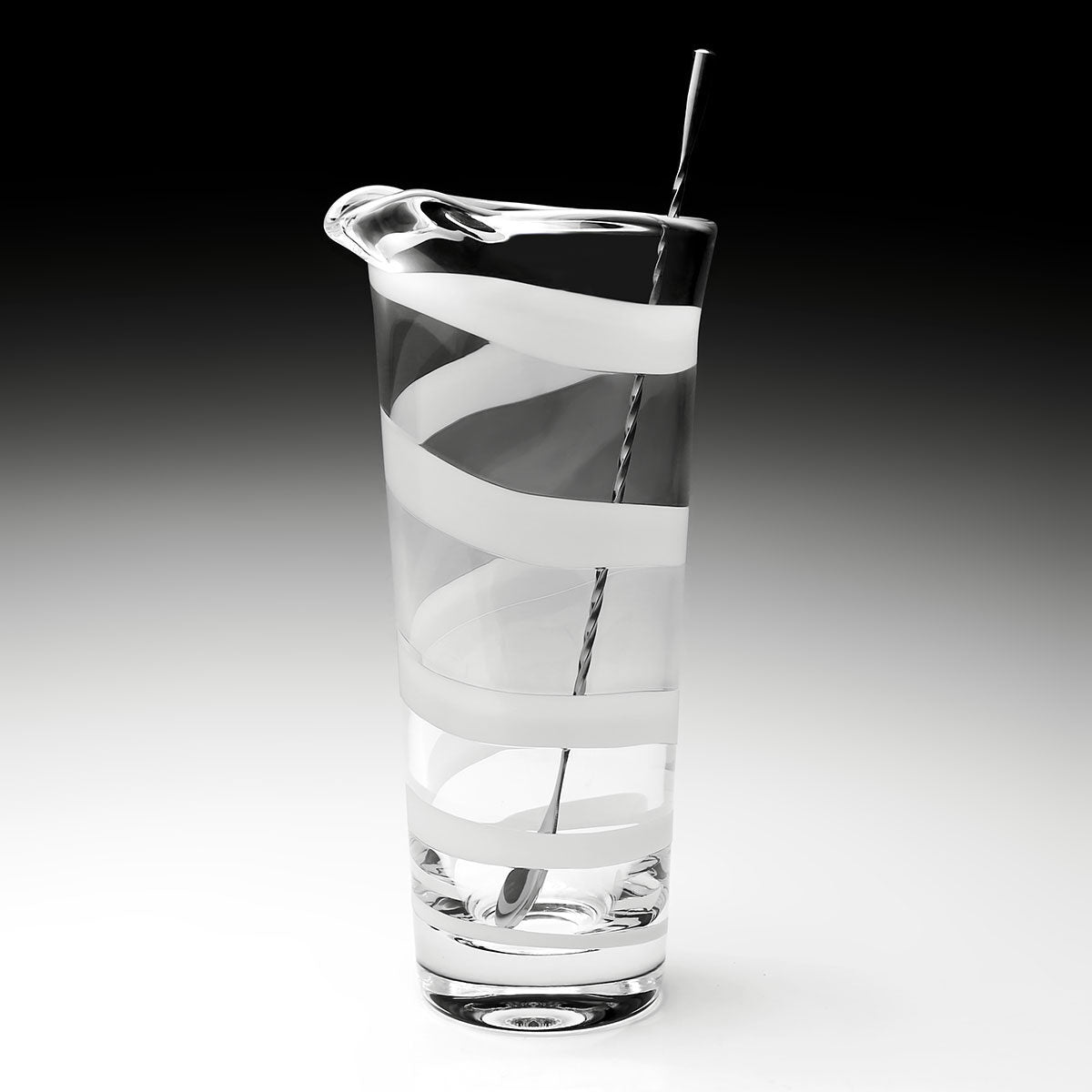 William Yeoward Bella Bianca Cocktail Mixer & Spoon in White, handmade crystal, detail view