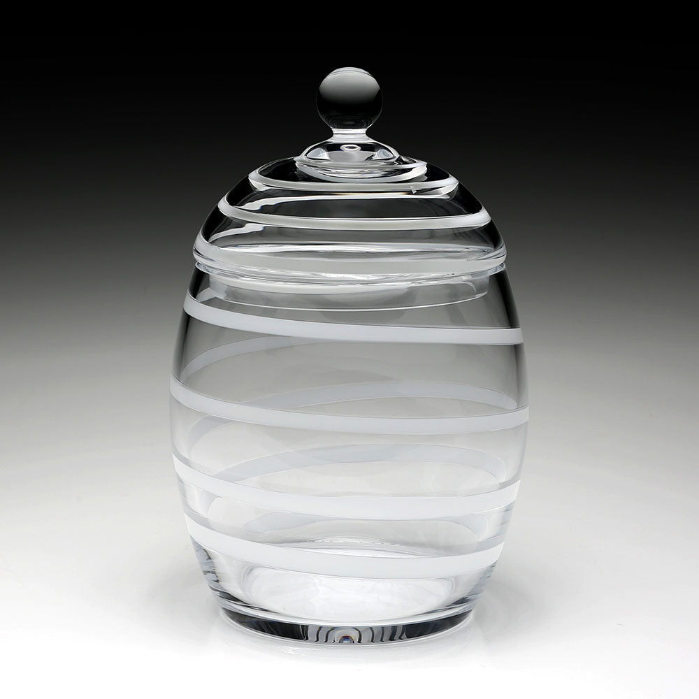 William Yeoward Bella Bianca Cookie Jar in White, handmade crystal, detail view