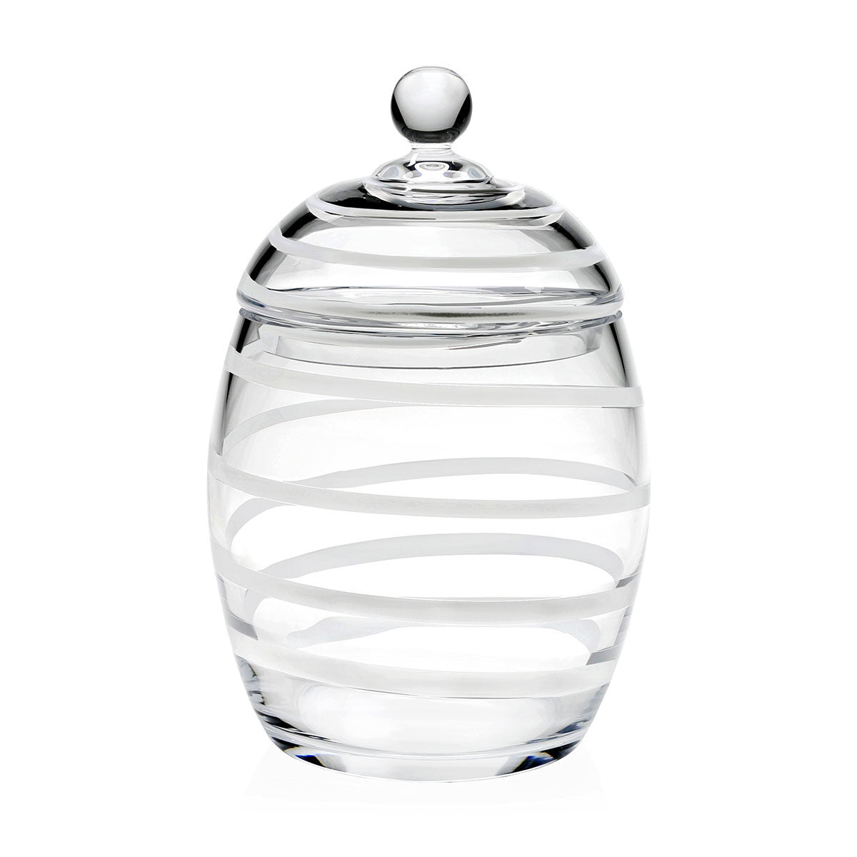 William Yeoward Bella Bianca Cookie Jar in White, handmade crystal, on a white background