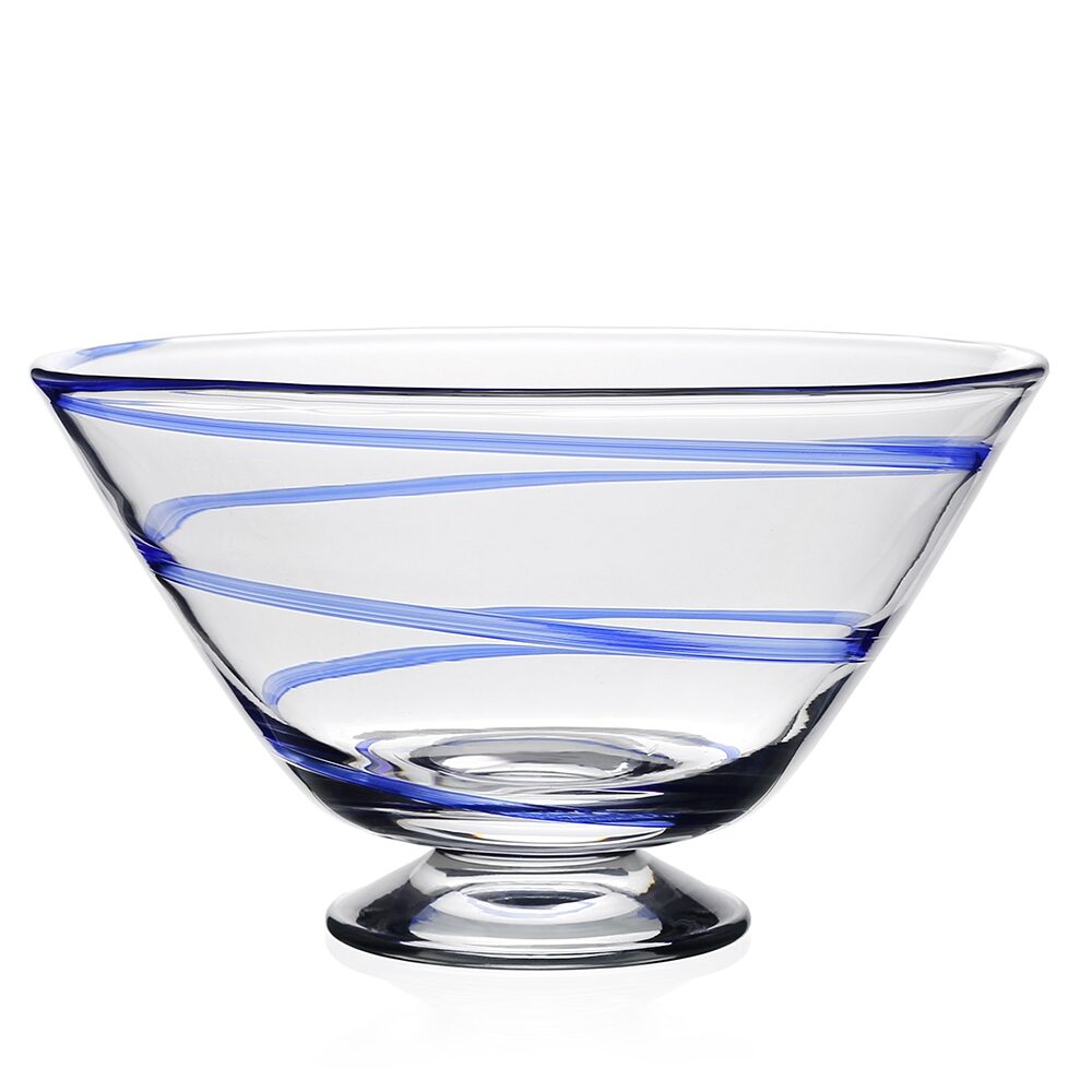William Yeoward Bella Blue Bowl in Blue, handmade crystal, on a white background