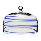 William Yeoward Bella Blue Cake Dome in Blue, handmade crystal, on a white background