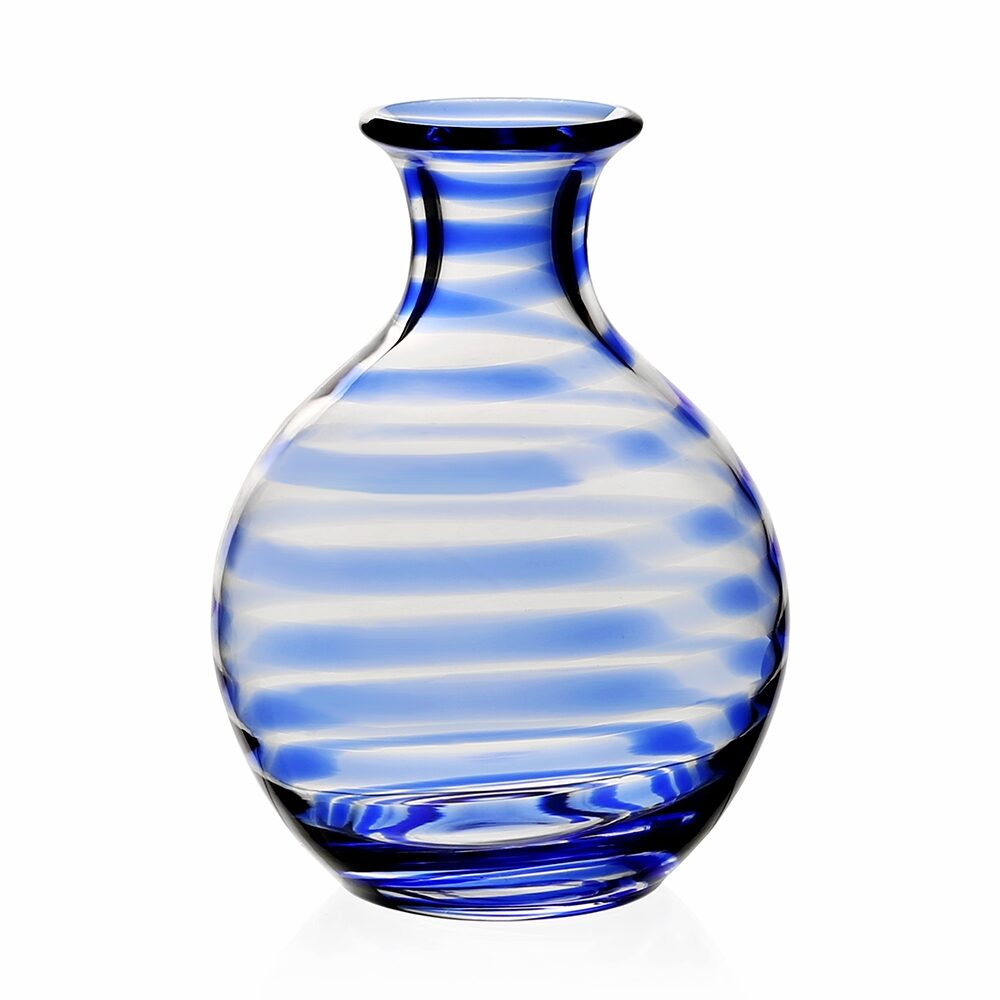 William Yeoward Bella Blue Carafe 35oz / 1000ml in Blue, handmade crystal, on a white background