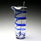 William Yeoward Bella Blue Cocktail Mixer and Spoon in Blue, handmade crystal, detail view