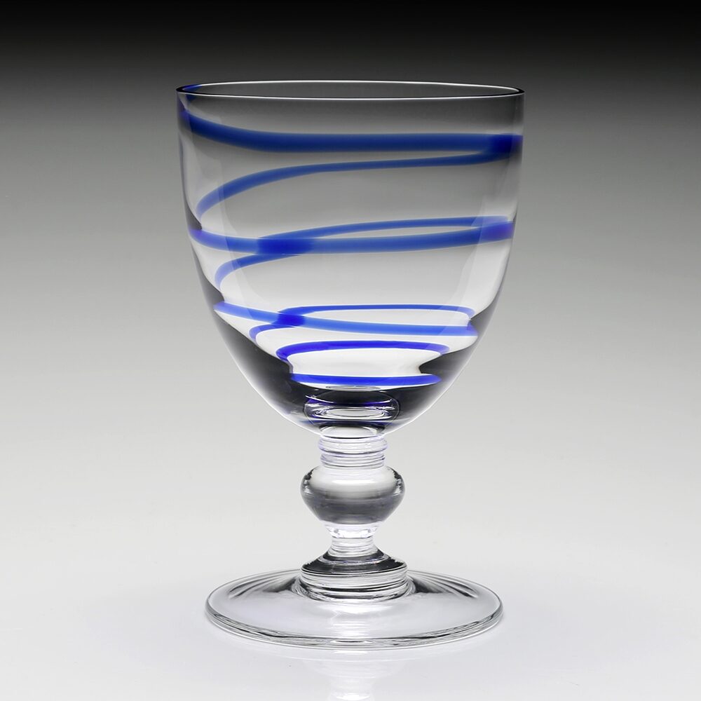 William Yeoward Bella Blue Goblet in Blue, handmade crystal, detail view