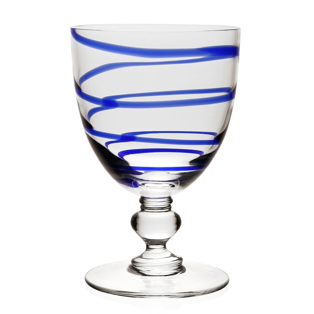 William Yeoward Bella Blue Goblet in Blue, handmade crystal, on a white background