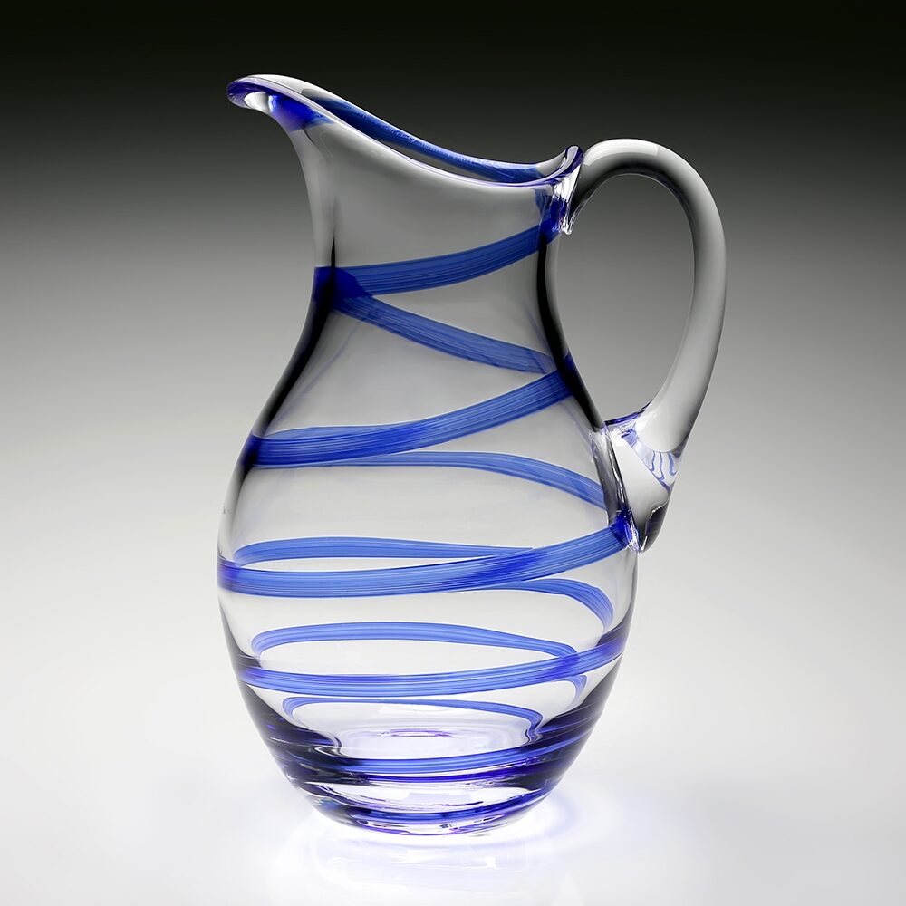 William Yeoward Bella Blue Pitcher in Blue, handmade crystal, detail view
