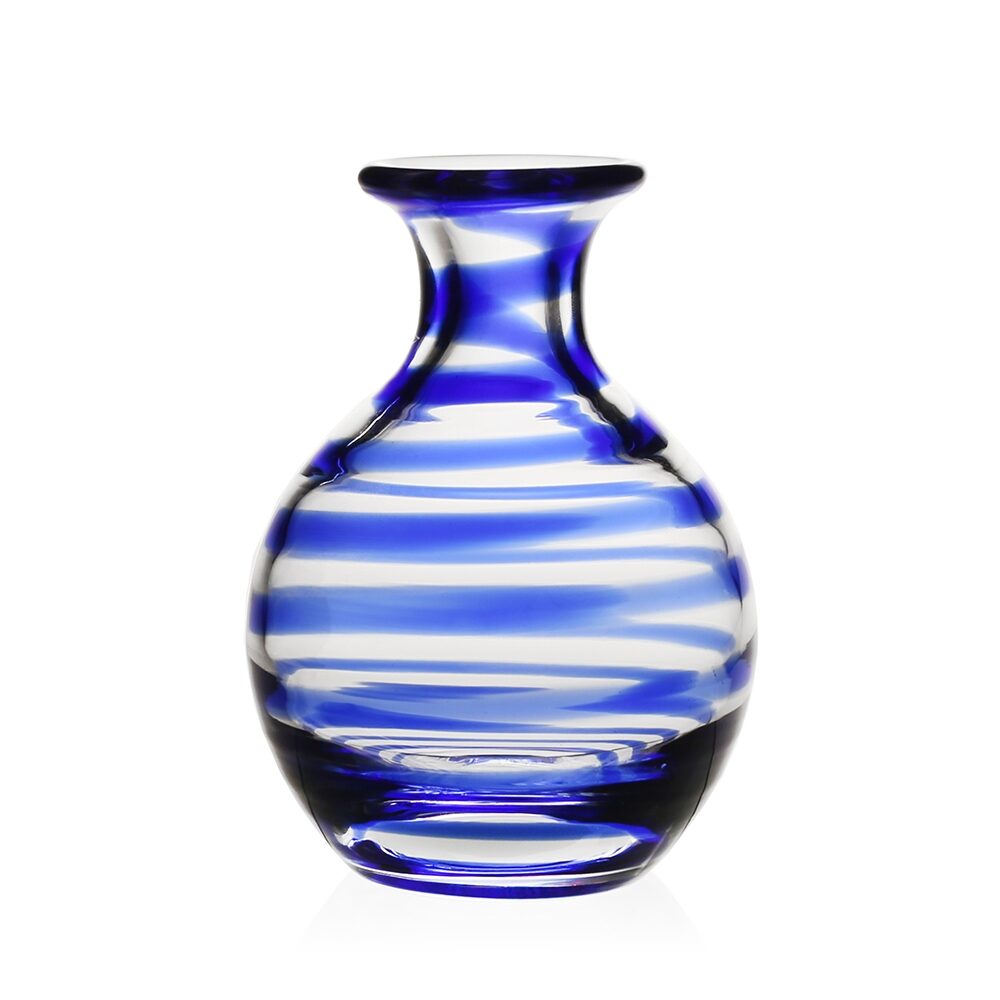 William Yeoward Bella Carafe 18oz / 500ml in Blue, handmade crystal, on a white background