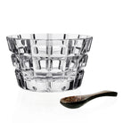 William Yeoward Blodwyn Salt Dish with Spoon, handmade crystal, on a white background