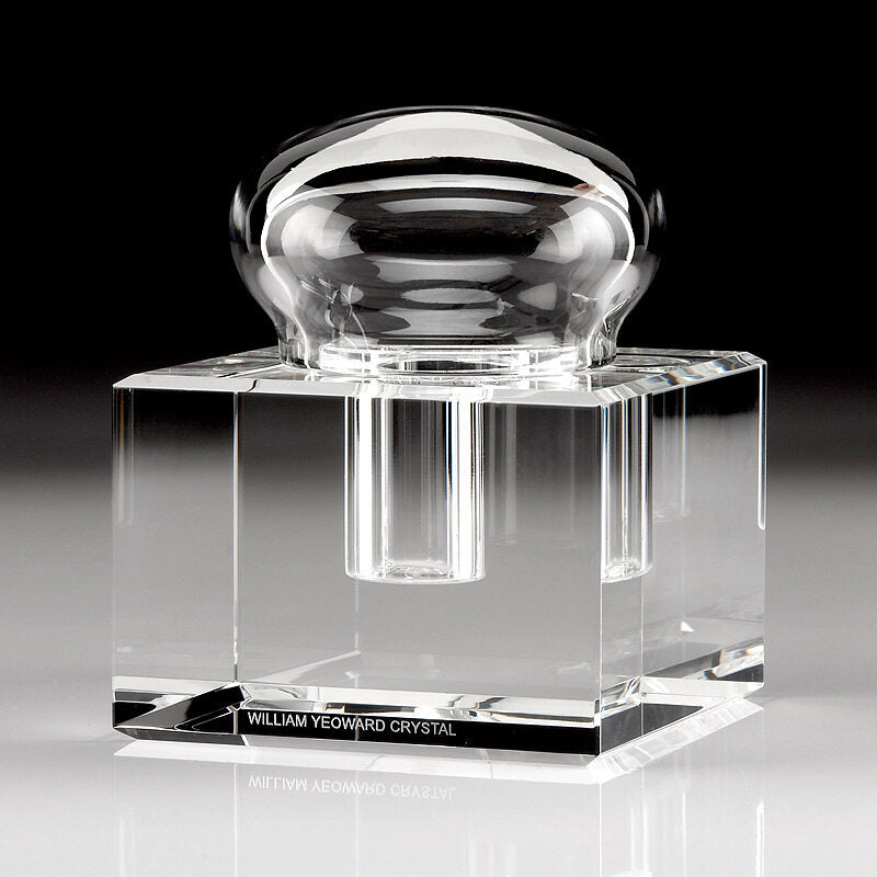 William Yeoward Boxed Glass Inkwell, handmade crystal, detail view