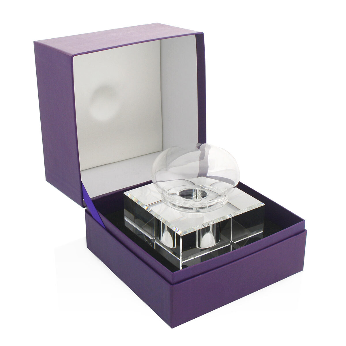 William Yeoward Boxed Glass Inkwell, handmade crystal, on a white background