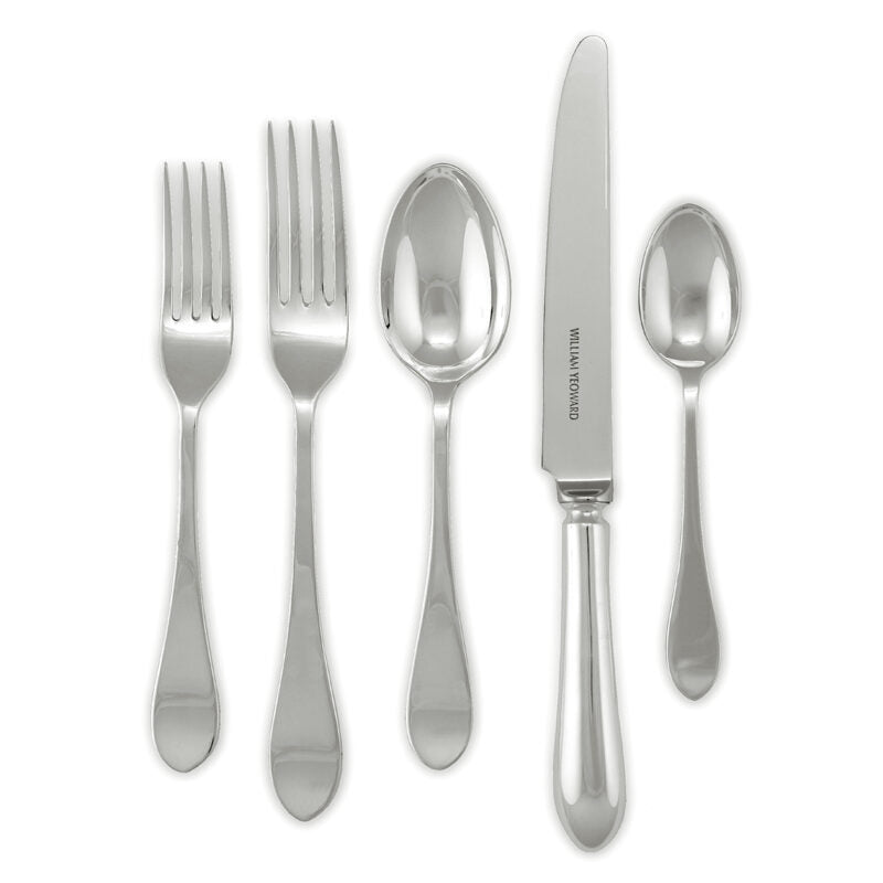 William Yeoward Brancaster 5 Piece Place Setting, handmade crystal, on a white background