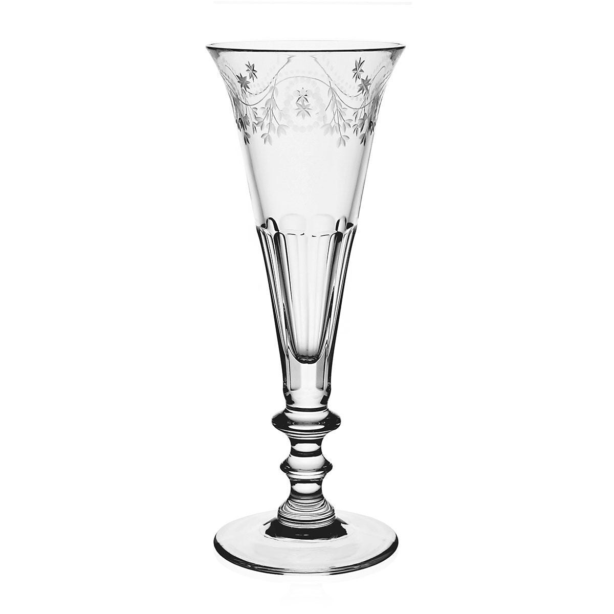 William Yeoward Bunny Champagne Flute, handmade crystal, on a white background