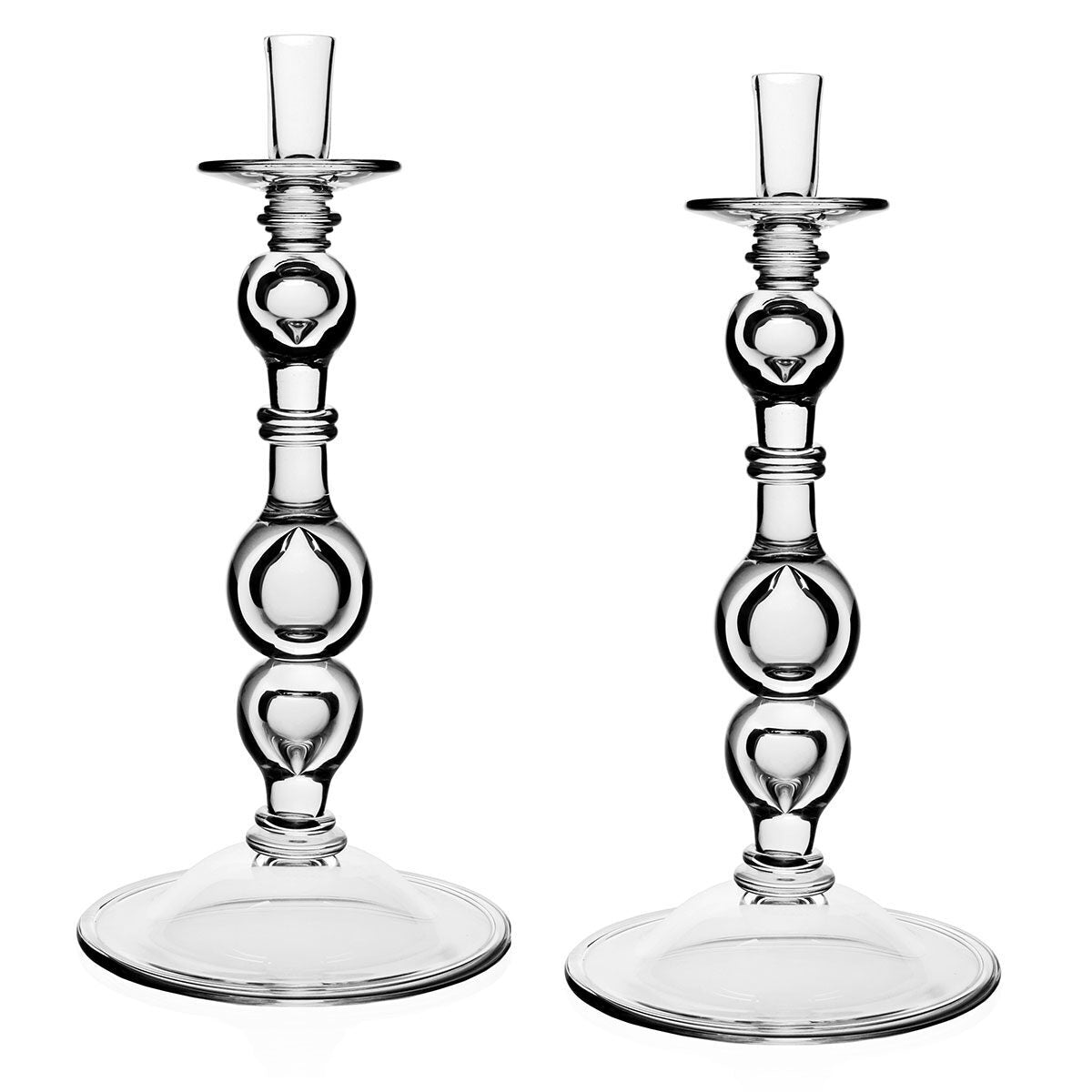 William Yeoward Candida Pair of Candlesticks 20" / 51cm, handmade crystal, on a white background