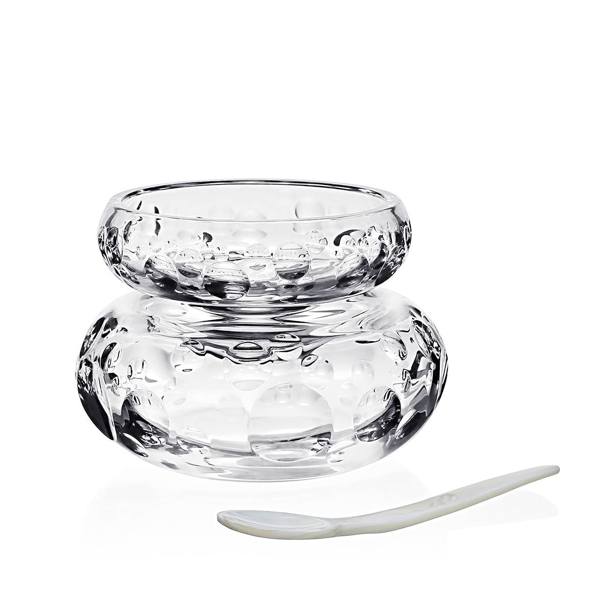 William Yeoward Caprice Caviar Server for 2 with Spoon, handmade crystal, on a white background