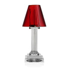 William Yeoward Carmen Candle Lamp Scarlet 12" / 30.5cm in Scarlet, handmade crystal, on a white background